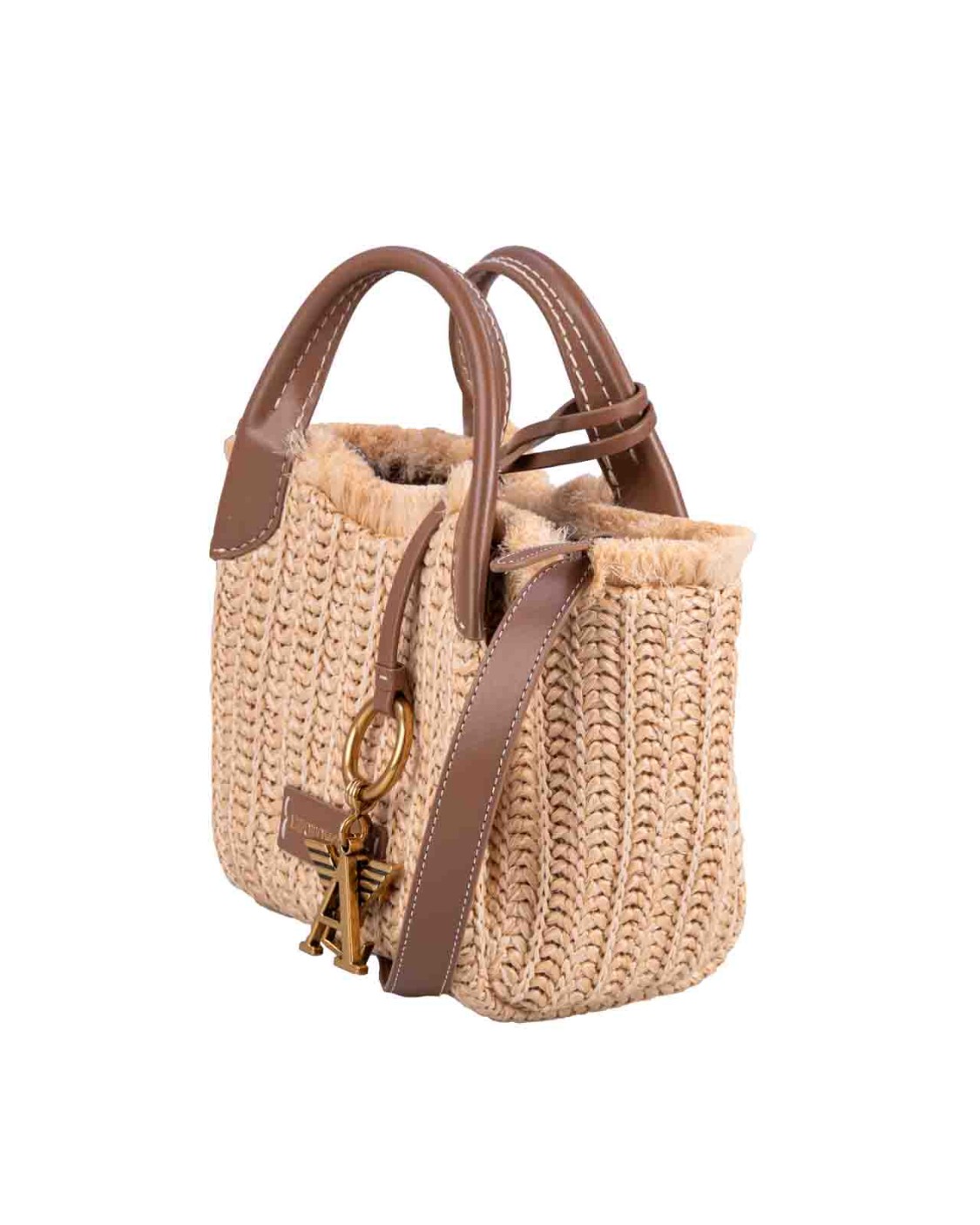 shop EMPORIO ARMANI  Borsa: Emporio Armani borsa a mano in paglia intrecciata con charm logo.
Dimensioni: 15,5 x 15 x 10 cm.
Paglia intrecciata.
Doppio manico.
Charm logo in metallo.
Made in China.
Patch logato.
Tracolla regolabile.
Composizione: 85% Polietilene, 15% Polipropilene.. Y3D278 YWQ5D-80016 number 398767